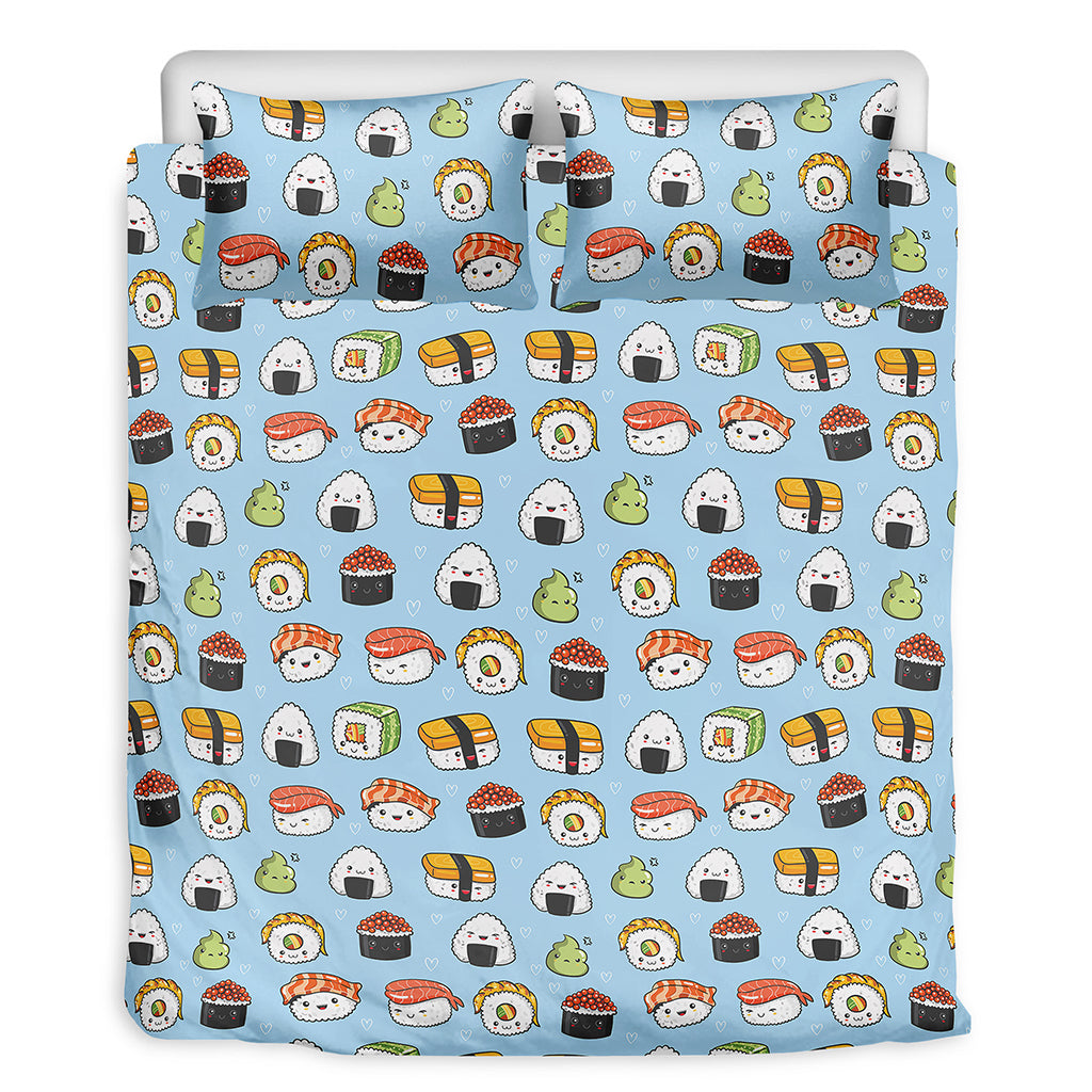Kawaii Japanese Sushi Pattern Print Duvet Cover Bedding Set
