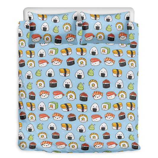 Kawaii Japanese Sushi Pattern Print Duvet Cover Bedding Set