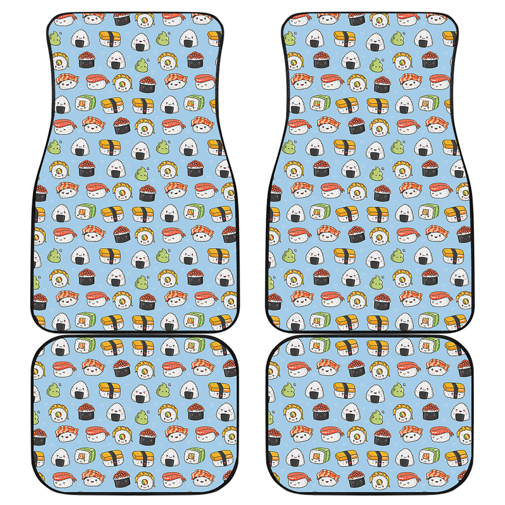 Kawaii Japanese Sushi Pattern Print Front and Back Car Floor Mats