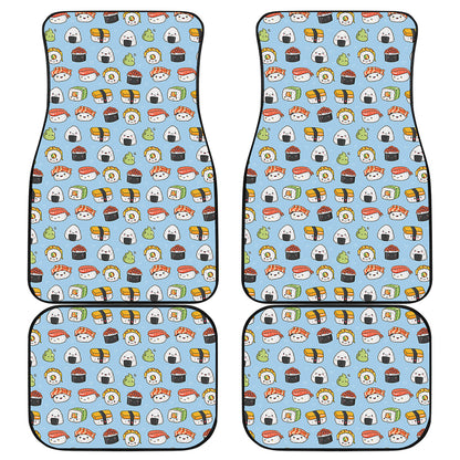 Kawaii Japanese Sushi Pattern Print Front and Back Car Floor Mats