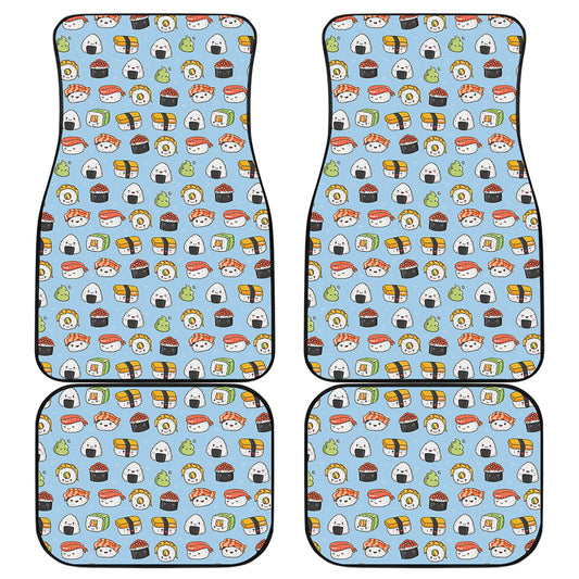 Kawaii Japanese Sushi Pattern Print Front and Back Car Floor Mats