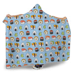 Kawaii Japanese Sushi Pattern Print Hooded Blanket