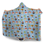 Kawaii Japanese Sushi Pattern Print Hooded Blanket