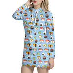 Kawaii Japanese Sushi Pattern Print Hoodie Dress