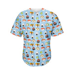 Kawaii Japanese Sushi Pattern Print Men's Baseball Jersey