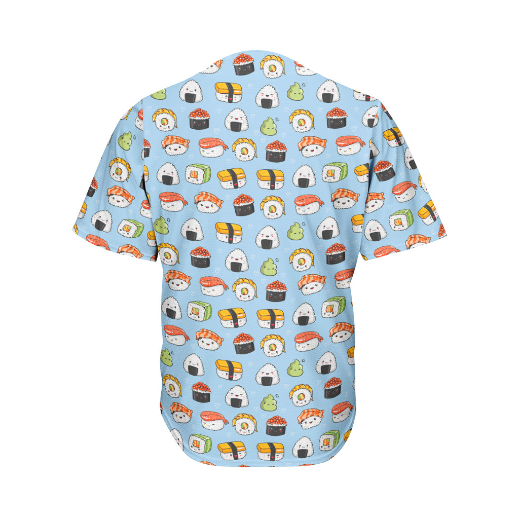 Kawaii Japanese Sushi Pattern Print Men's Baseball Jersey