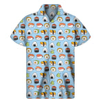 Kawaii Japanese Sushi Pattern Print Men's Short Sleeve Shirt