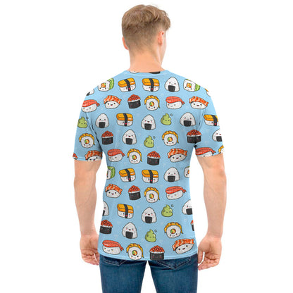 Kawaii Japanese Sushi Pattern Print Men's T-Shirt