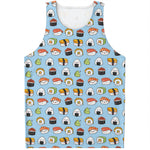 Kawaii Japanese Sushi Pattern Print Men's Tank Top