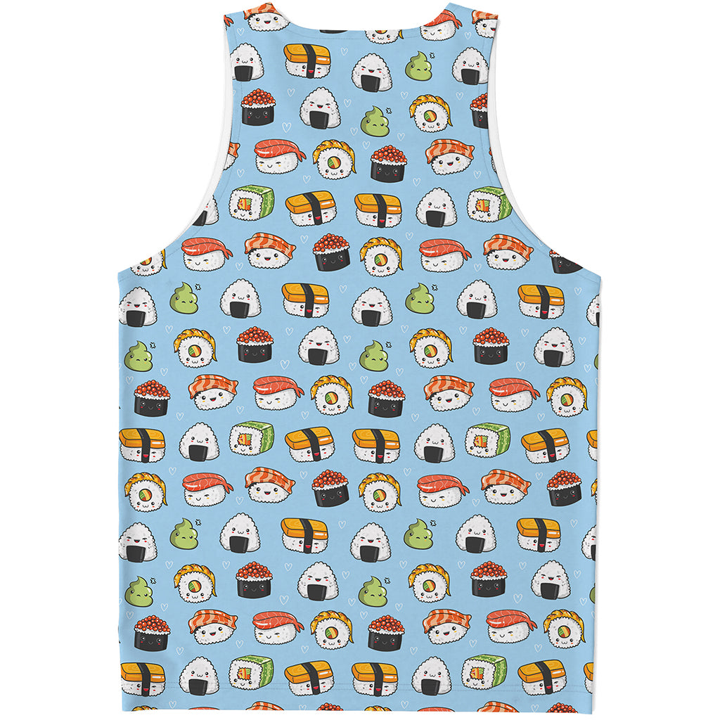Kawaii Japanese Sushi Pattern Print Men's Tank Top