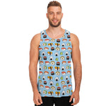 Kawaii Japanese Sushi Pattern Print Men's Tank Top