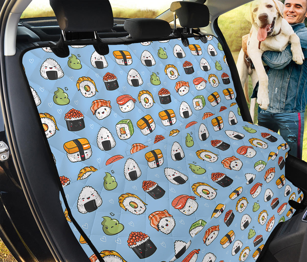 Kawaii Japanese Sushi Pattern Print Pet Car Back Seat Cover
