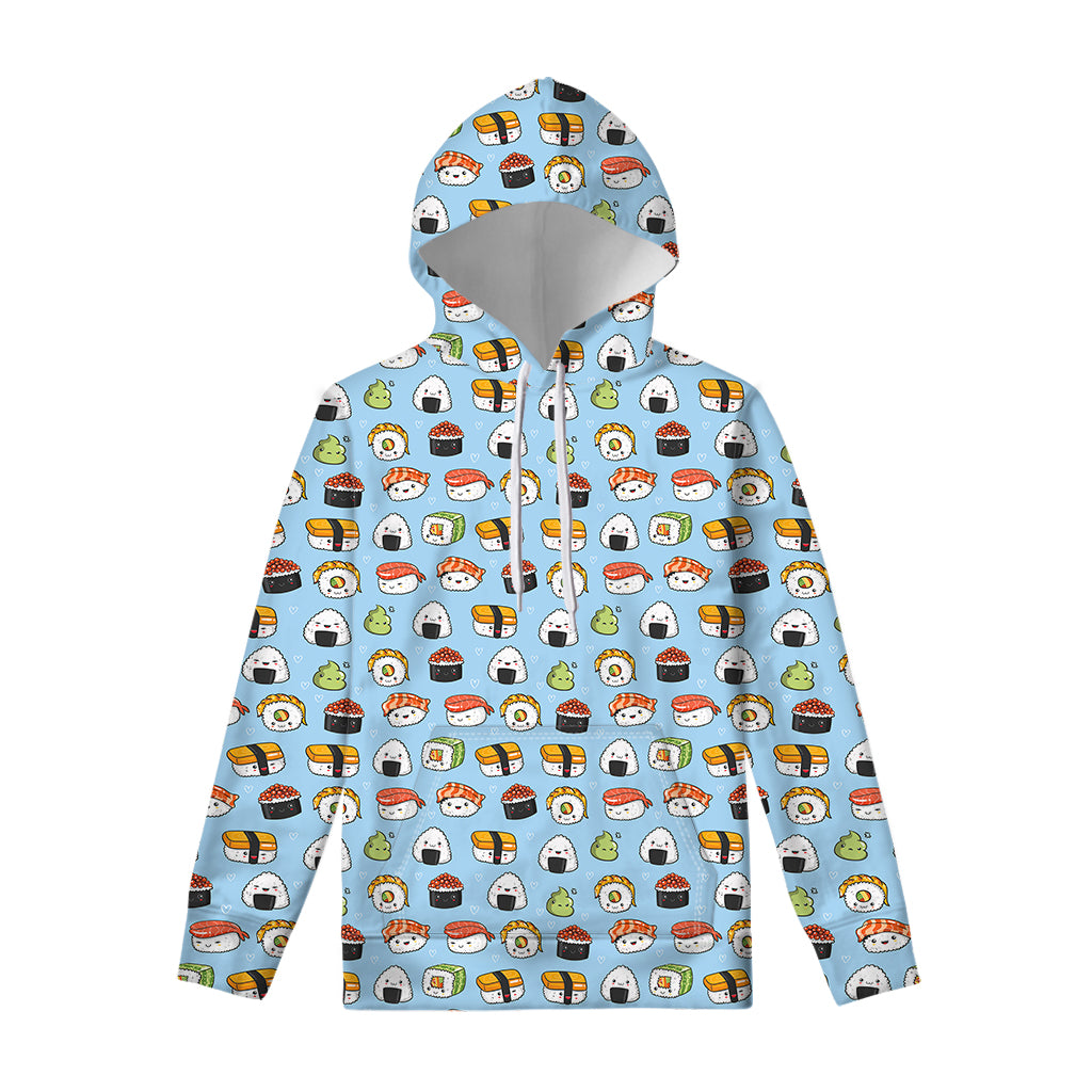 Kawaii Japanese Sushi Pattern Print Pullover Hoodie