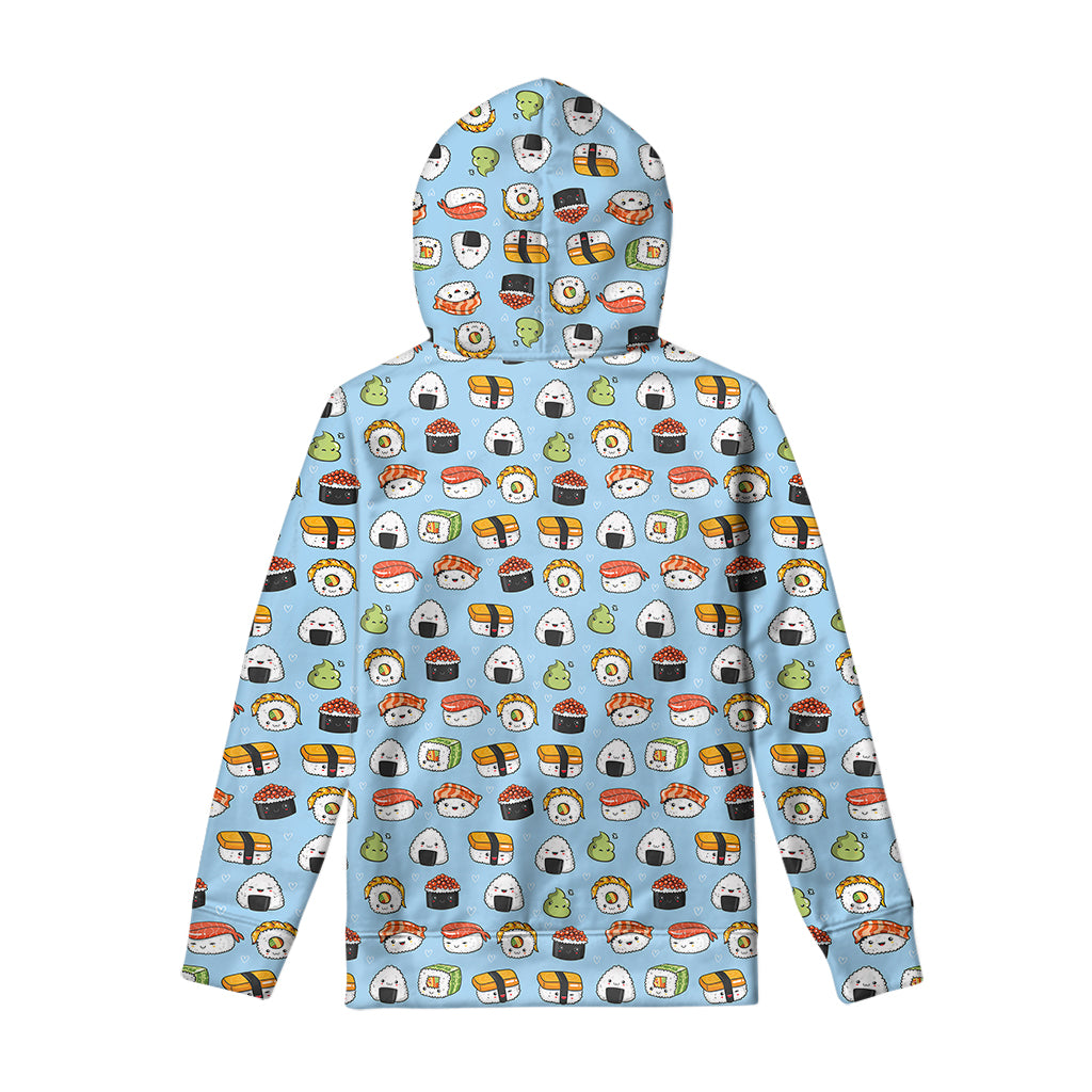 Kawaii Japanese Sushi Pattern Print Pullover Hoodie