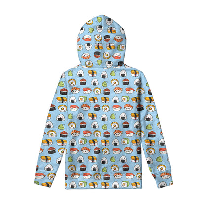 Kawaii Japanese Sushi Pattern Print Pullover Hoodie