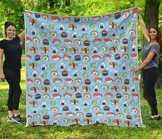 Kawaii Japanese Sushi Pattern Print Quilt