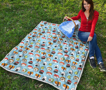 Kawaii Japanese Sushi Pattern Print Quilt