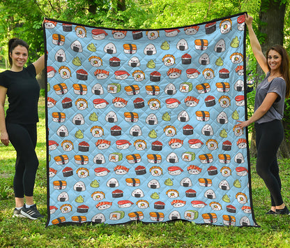 Kawaii Japanese Sushi Pattern Print Quilt