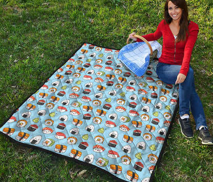 Kawaii Japanese Sushi Pattern Print Quilt