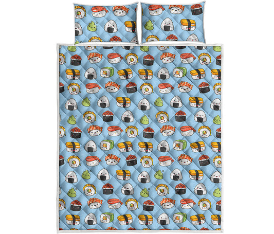 Kawaii Japanese Sushi Pattern Print Quilt Bed Set