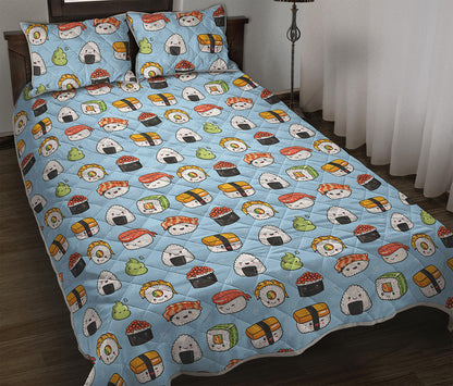 Kawaii Japanese Sushi Pattern Print Quilt Bed Set