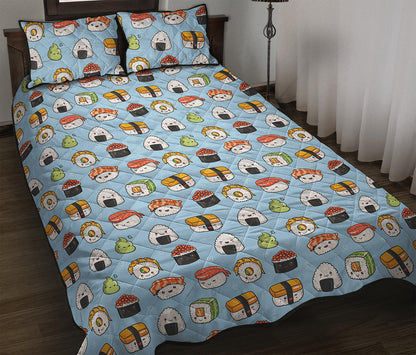 Kawaii Japanese Sushi Pattern Print Quilt Bed Set
