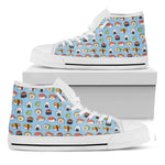 Kawaii Japanese Sushi Pattern Print White High Top Shoes