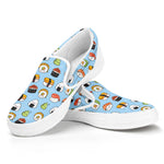 Kawaii Japanese Sushi Pattern Print White Slip On Shoes