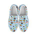 Kawaii Japanese Sushi Pattern Print White Slip On Shoes
