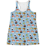 Kawaii Japanese Sushi Pattern Print Women's Racerback Tank Top