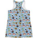 Kawaii Japanese Sushi Pattern Print Women's Racerback Tank Top