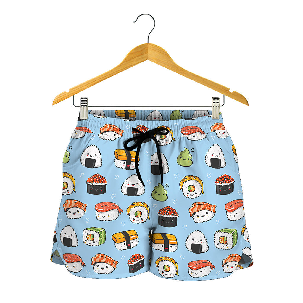Kawaii Japanese Sushi Pattern Print Women's Shorts