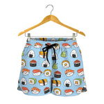 Kawaii Japanese Sushi Pattern Print Women's Shorts