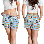 Kawaii Japanese Sushi Pattern Print Women's Shorts
