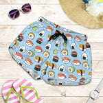 Kawaii Japanese Sushi Pattern Print Women's Shorts