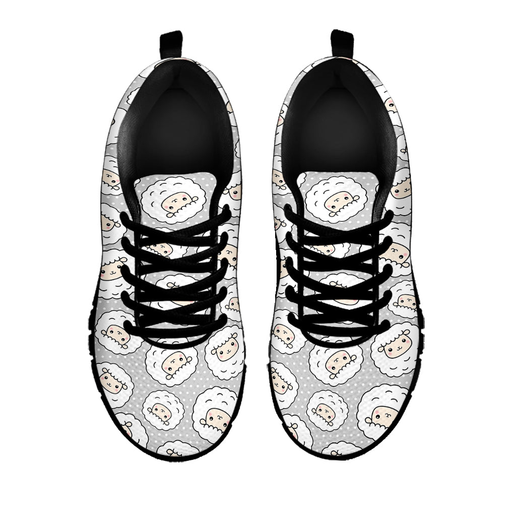 Kawaii Sheep Pattern Print Black Sneakers