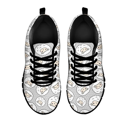 Kawaii Sheep Pattern Print Black Sneakers