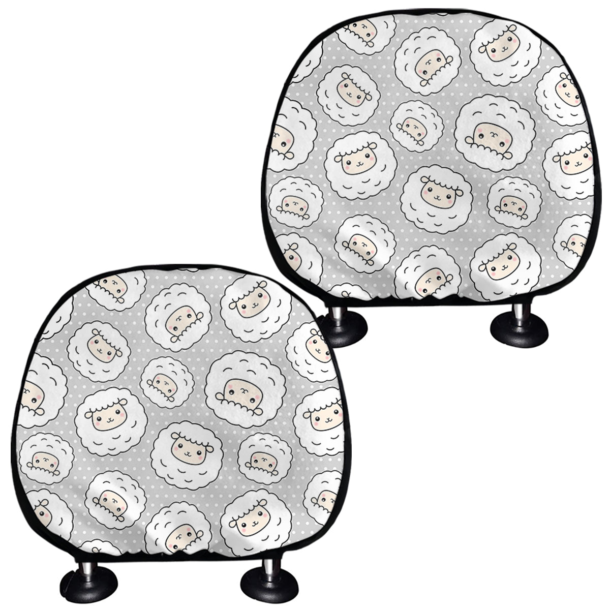 Kawaii Sheep Pattern Print Car Headrest Covers