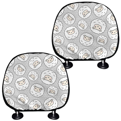 Kawaii Sheep Pattern Print Car Headrest Covers