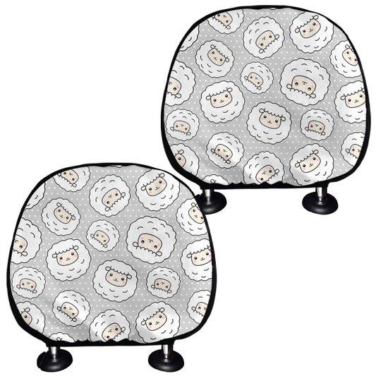 Kawaii Sheep Pattern Print Car Headrest Covers