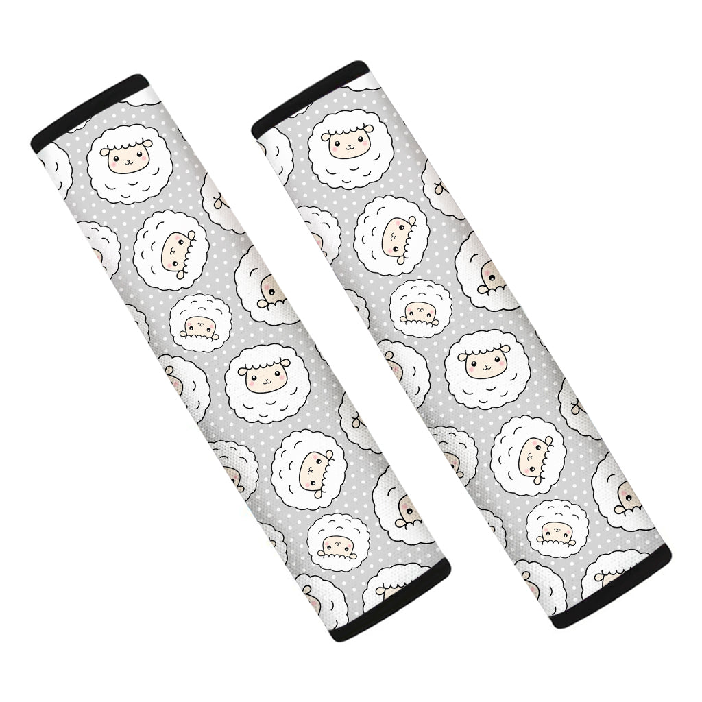 Kawaii Sheep Pattern Print Car Seat Belt Covers
