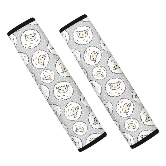 Kawaii Sheep Pattern Print Car Seat Belt Covers