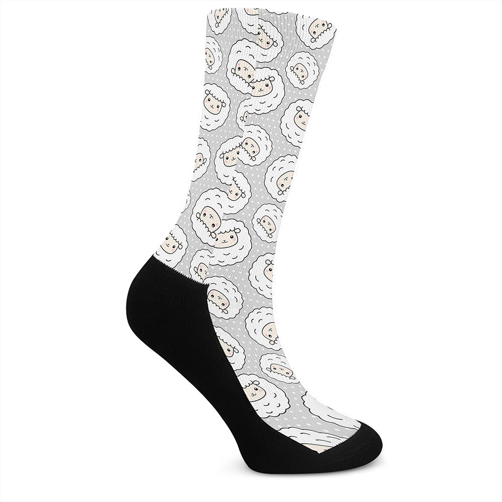 Kawaii Sheep Pattern Print Crew Socks