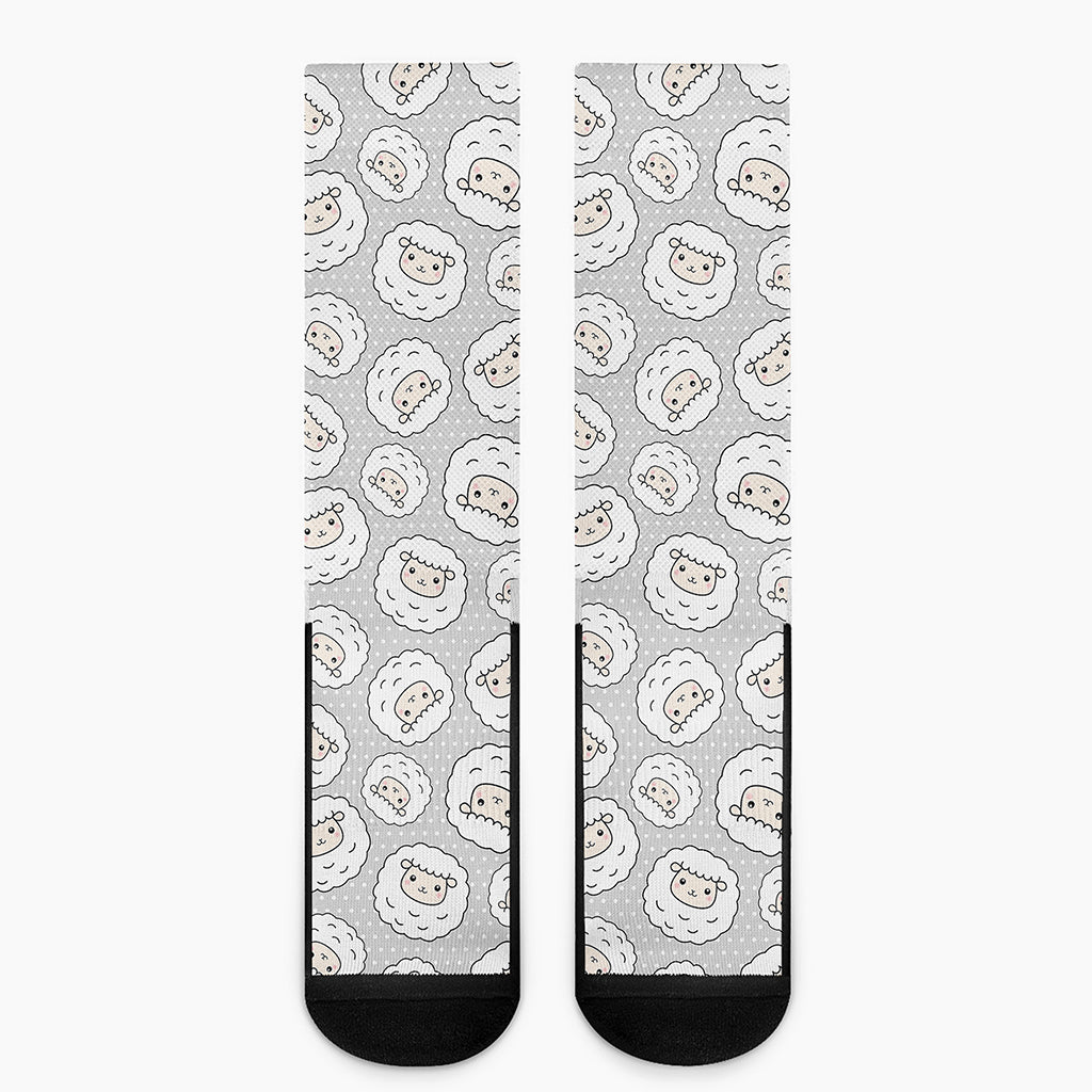 Kawaii Sheep Pattern Print Crew Socks