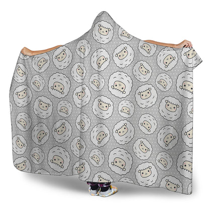 Kawaii Sheep Pattern Print Hooded Blanket