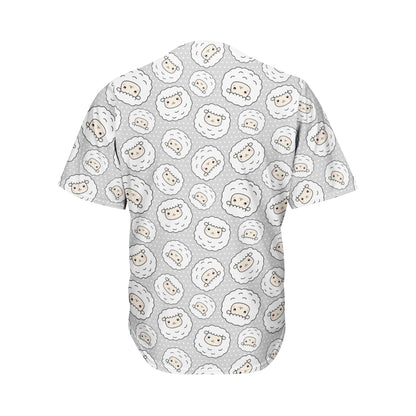 Kawaii Sheep Pattern Print Men's Baseball Jersey