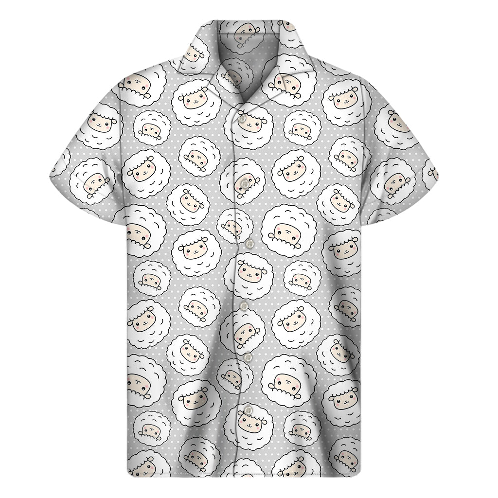 Kawaii Sheep Pattern Print Men's Short Sleeve Shirt