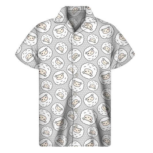 Kawaii Sheep Pattern Print Men's Short Sleeve Shirt