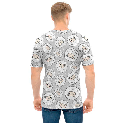 Kawaii Sheep Pattern Print Men's T-Shirt