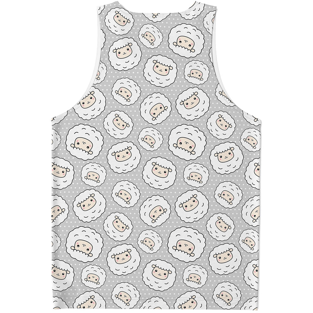 Kawaii Sheep Pattern Print Men's Tank Top